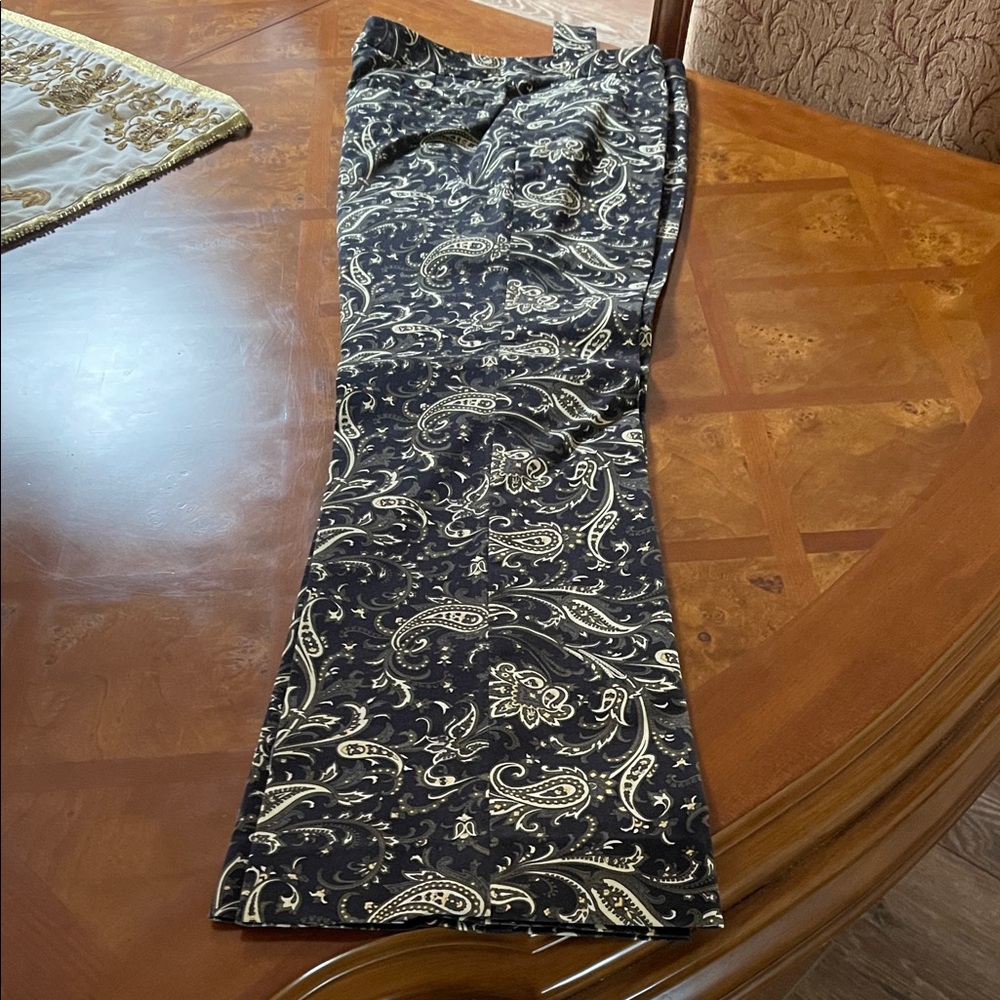 Black Paisley Pattern Boot Cut Slacks